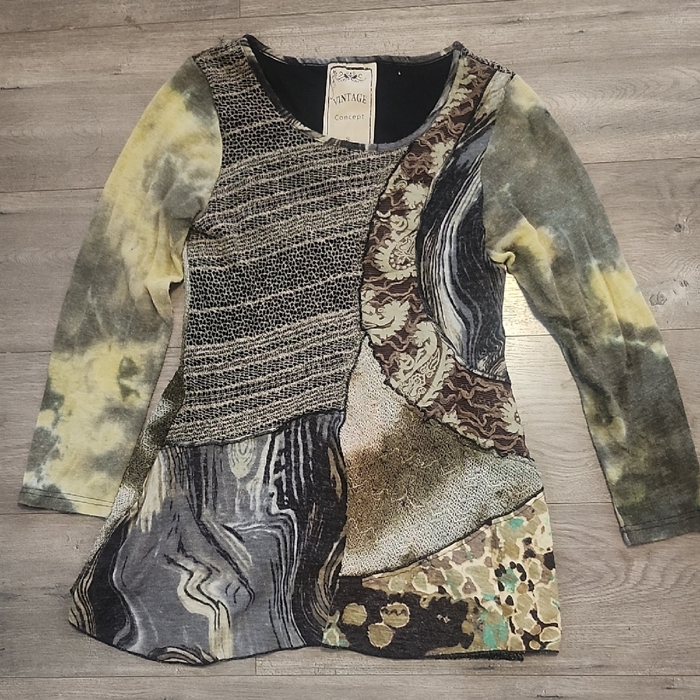 Vintage Women's Artistic Patchwork Long Sleeve Top
